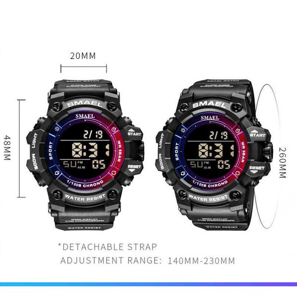 

digital es sport 50m waterproof military clock alarm luminous led big dial male clocks men wrist watch, Slivery;brown