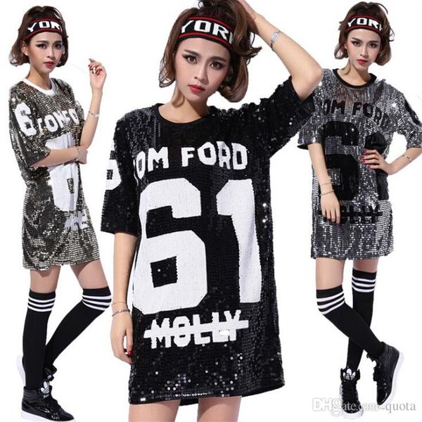 

woman club dresses sequin t shirt dress loose tee shirts glitter christmas dress women fashion clothing292g, White