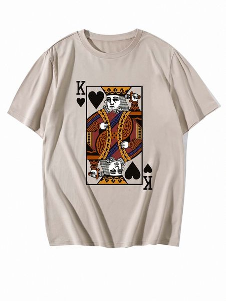 

men playing card print tee z7lz#, White;black
