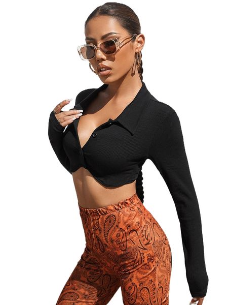 

collared buttoned front crop u4nj#, White