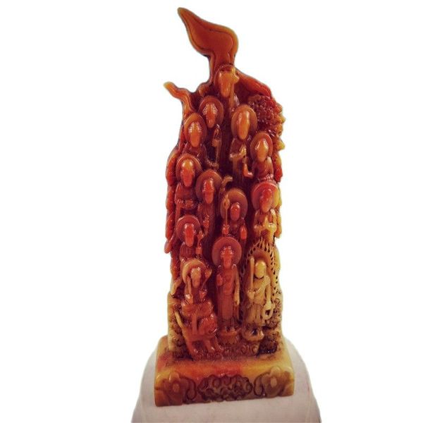 

chinese shoushan stone hand-carved stone carving guanyin buddha statue, Silver