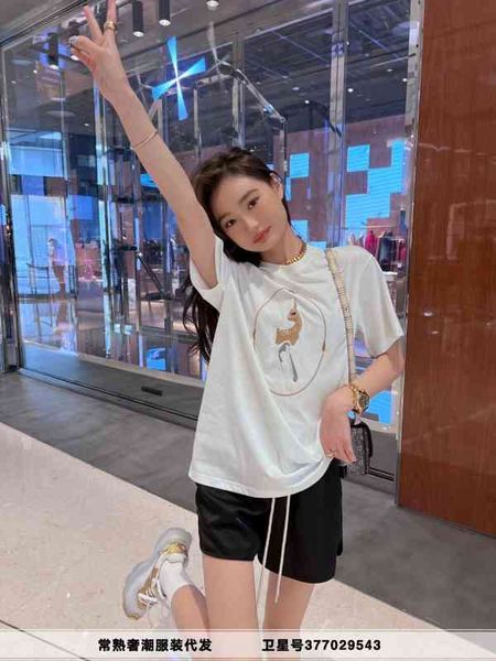 

women's t-shirt 2022 spring and summer new cartoon deer leisure versatile round neck t-shirt trend short sleeved women 4szz, White