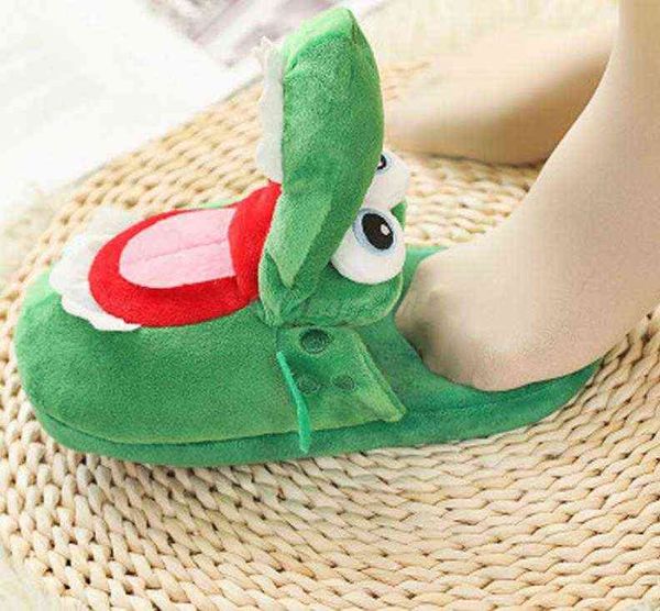 

crocodile cotton slippers mouth will move plush cute funny indoor winter couple soft bottom plush toys indoor doll slippers, Black