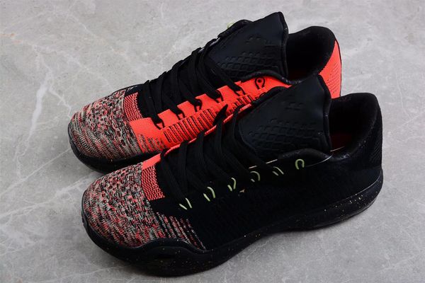

mamba 10 elite low christmas men basketball shoes black metallic gold bright crimsonr sneakers sport shoe with box