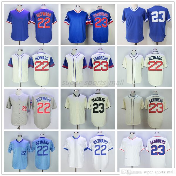 

vintage college baseball wears jersey 22 jason heyward 23 ryne sandberg 1968 1994 retro jerseys, Blue;black
