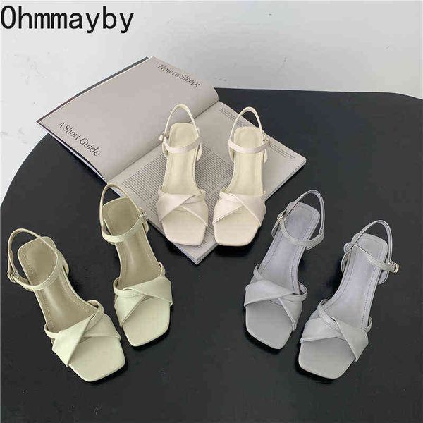 

sandals fashion women thick heel casual ladies open toe shoes dress sandal ankle strap 2022 summer mujer 220704, Black
