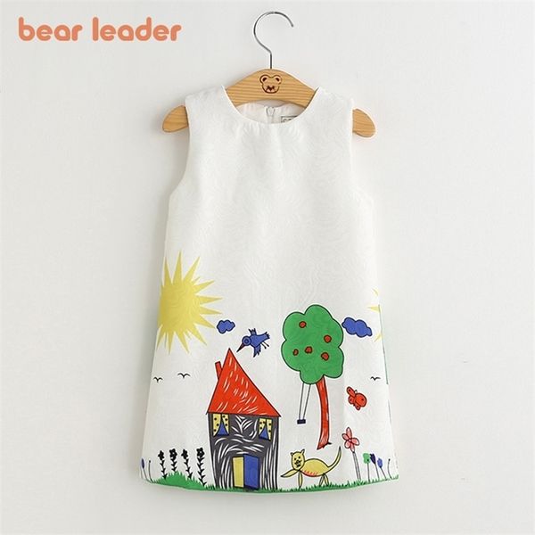 Bear Leader Mädchen Kleider Marke Frühling Prinzessin Kleid Kinder Kleidung Graffiti Print Design für Baby 3-8Y 220426