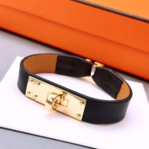 

popular brand jewerlry genuine leather bracelet for women stainless steel bracelet, Golden;silver