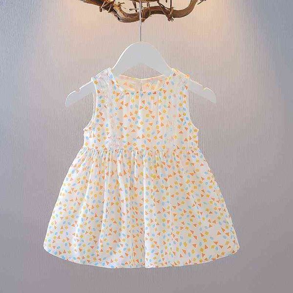 

girls' dress summer 2022 light thin casual style children's suspender floral dress lovely baby fairy daily spliced lace dress g220, Red;yellow