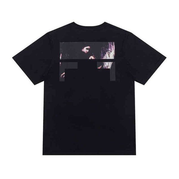 

fashion brand classic mens t shirts offs summer designer women loose tees quality t-shirt letter arrow oil painting black white tshirts lux, White;black