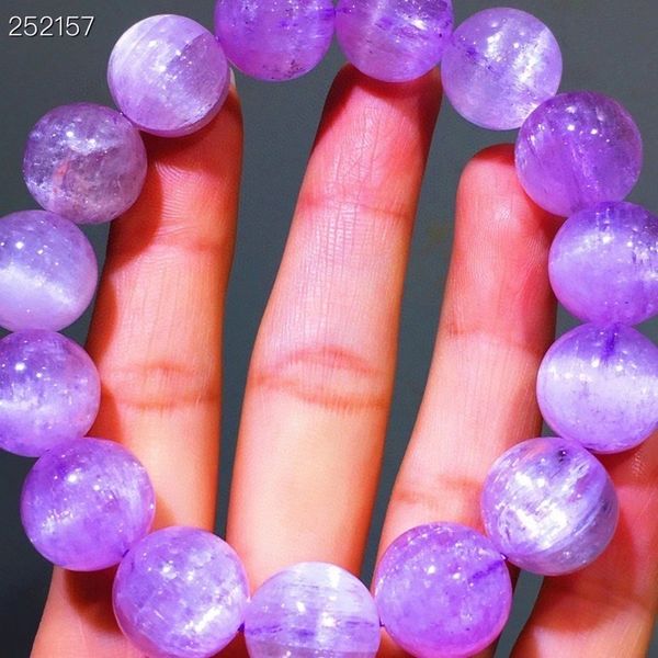 

genuine natural purple kunzite clear round beads bracelet 14mm cat eye crystal women men bracelet jewelry genuine aaaaaa, Silver