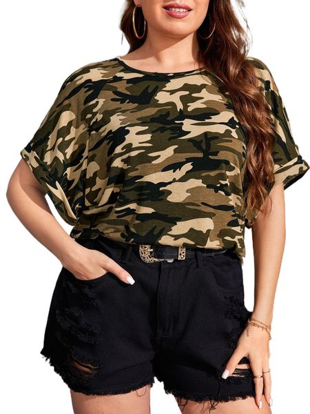 

plus raglan sleeve camo r7v3#, Black