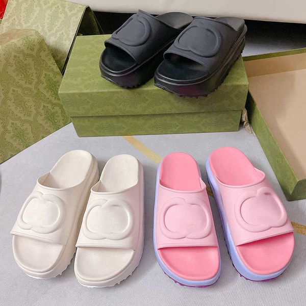 

designer sandals women slide sandal with interlocking g mens slippers platform slide flat thick bottom flip flops luxury summner outdoor, Black