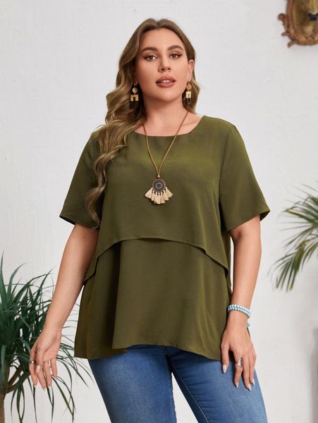 

emery rose plus scoop neck solid t8p3#, Black