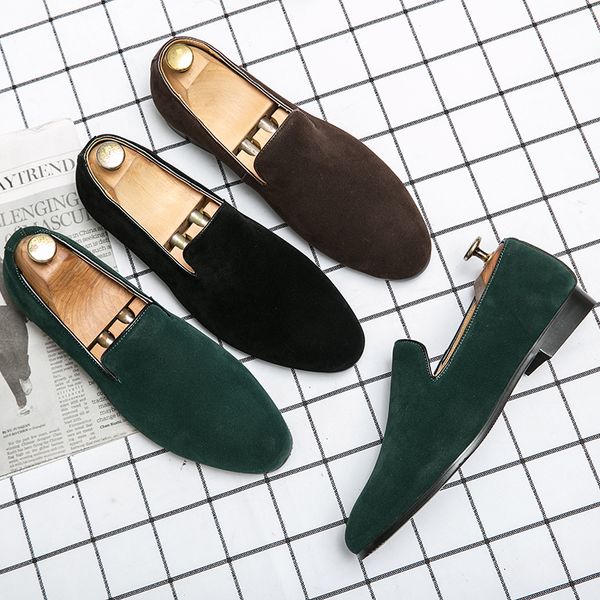 

Men Classic Loafers Solid Color Faux Suede Round Toe Simple One-Piece Slip-On Fashion Business Casual Wedding Party Dress Shoes, Clear