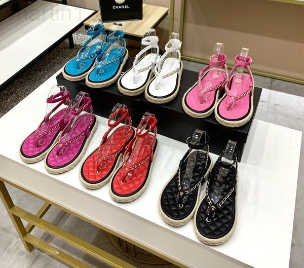 

sandals designer small fragrant wind clip toe leather thick soled sandals women's summer 2021 new net red grass woven beach shoes seasi, Black