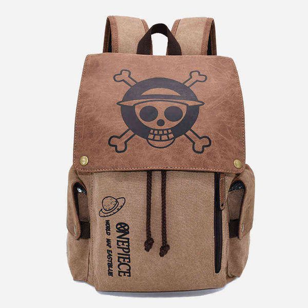 Anime Rucksack Reiserucksäcke Luffy One Piece Cosplay Eren Tasche Cartoon Leinwand Outdoor Jugendliche Schultasche Schultern Taschen AA220316