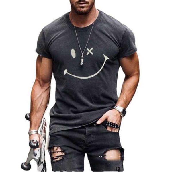 EINZELHANDEL 2022 Designer Herren T-shirt Kurzarm Rundhals T-shirt Gewöhnliche Lächelnde Gesicht Jugend Tops