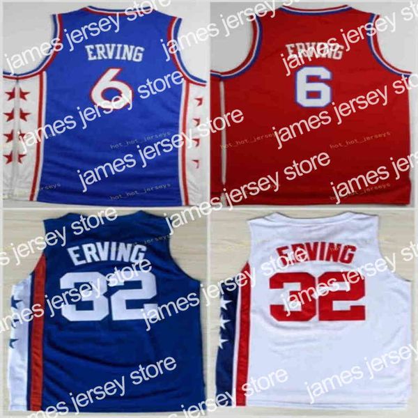 

new vintage dr j julius 6 erving jersey men sale throwback julius 32 erving jerseys for sport fans team red blue white stitchedm47, Black;red