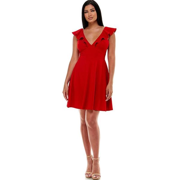 Parti Elbiseleri Gençlik Kırmızı Saten Kısa Mini Homecoming Elbise 2022 Mezuniyet Balo Durum Kapağı Kollu A-Line V-Neck Empire Tasarımcı Oemparty