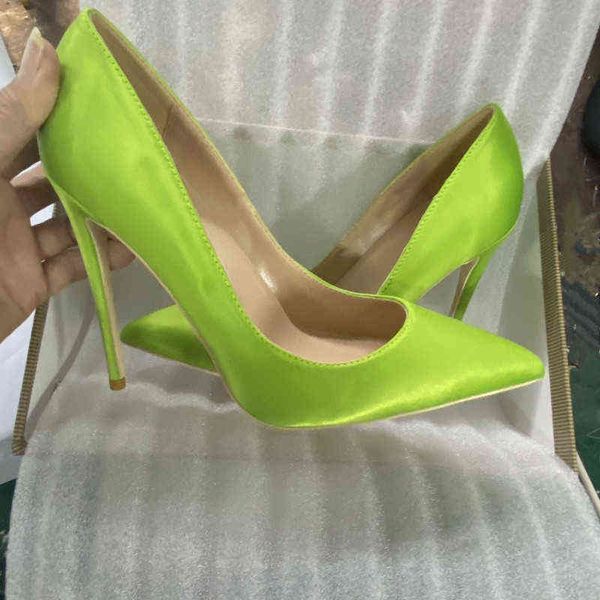 

noenname null womens high heels comfortable elegant light green satin pointed shoes 8 cm  cm and 12 cm high heels t220730, Black