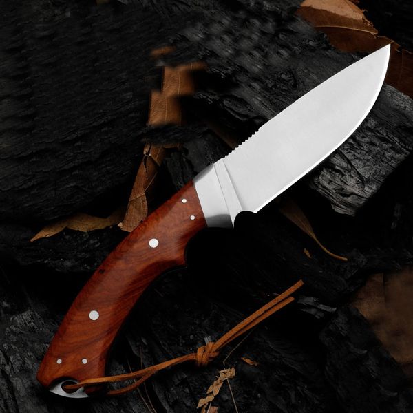 ￀ venda sobreviv￪ncia ao ar livre Faca de ca￧a direta D2 Blade Rosewood Handle Facas de l￢mina fixa