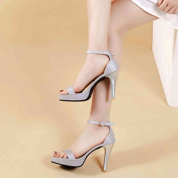 

dress shoes women's high-heeled sandals for the wedding party, summer, ankle-strapped strass, platform, 2v0i ht3f, Black