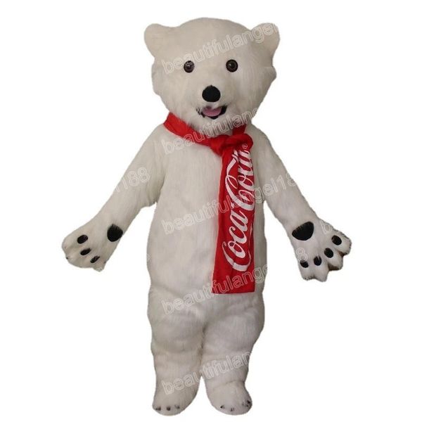 Costume della mascotte dell'orso polare bianco di Halloween Costume di alta qualità del fumetto di peluche animale Anime personaggio a tema Costume da carnevale di Natale per adulti