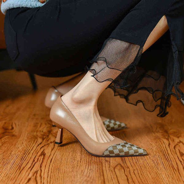 

designer women's high heels casual sandals french pointed shallow mouth high heels spring 2022 physical store fashion women's shoe, Black