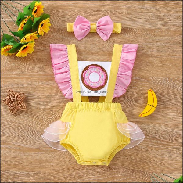 Rompers JumpsuitsRomppers Baby Kids Cloths Baby Maternity Girls Donut Romper recém -nascido infantil Flying Sle Dhjzw