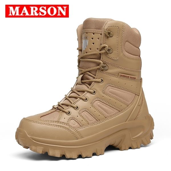 

new men military tactical boots special force leather waterproof desert combat ankle boot army work mens shoes plus size 210315, Black;brown