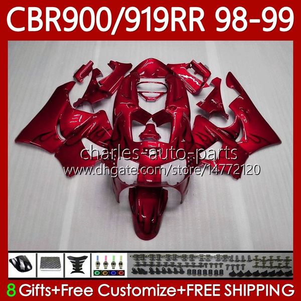 OEM Karosserie für HONDA CBR900RR CBR919RR CBR 919RR 900RR 98 99 Karosserie 127Nr.164 CBR919 CBR900 RR CBR 900 919 RR CC 1998 1999 900CC 919CC Redflames 1998-1999 Verkleidungsset