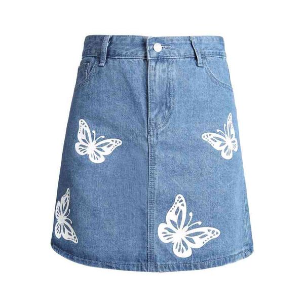 

women's jeans korean high waisted thin perforated denim skirt dm6r, Blue