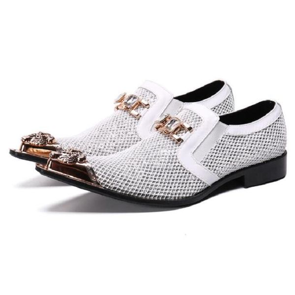 

genuine leather business dress men shoes print trendy white pointed toe wedding career work loafer shoes da34, Black