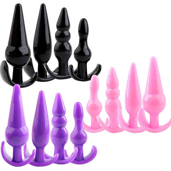 Erotica Anal Toys Soft Silicone Butt Plug Kit Sex for Man Men Men Iniciantes Treinando conjunto de masturbadores vaginais Dildo buttplug adulto 220507