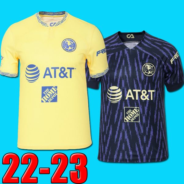 

liga mx 22 23 club america soccer jerseys third 2022 2023 fuentes aquino j.dos santos d.valdes camisas futebol training kids kit football sh, Black;yellow