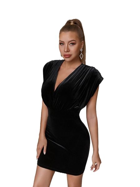 

adyce ruched batwing sleeve bodycon dress v5yy#, Black;gray