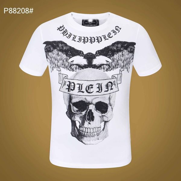 

designer mens pp skull diamond t shirts short sleeve brand spring and summer high o-neck quality skulls tshirt tees phillip plain 103, White;black