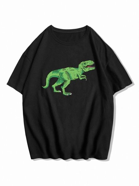 

romwe guys dinosaur print tee p3ee#, White;black