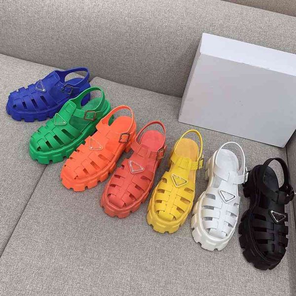 

2022 summer womens wedge chunky heel foam rubber sandal ladies luxury sporty flat platform strappy beach, Black