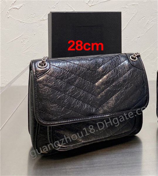 

ni-ki vintage calfskin leather chain shoulder bags clutch flap bag designer crossbody letter logo womens shopping handbag totes purse