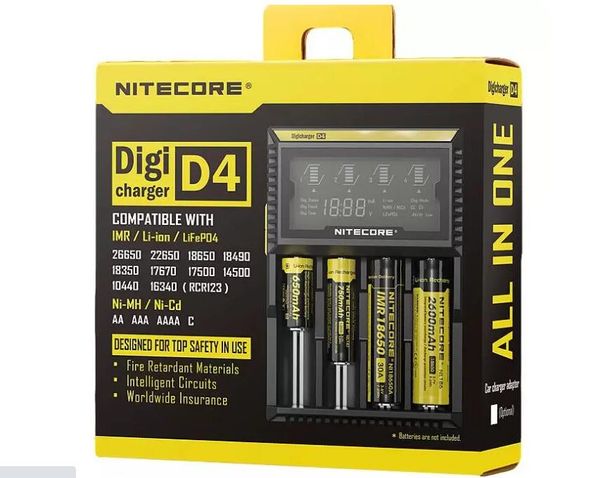 Nitecore D4 Digi caricabatterie Display LCD universale 18650 14500 16340 26650 18350 Mod Batteria con cavo di ricarica