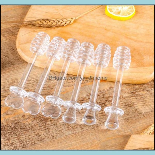 Cucchiai Posate Cucina Sala da pranzo Bar Giardino domestico Plastica Mestolo per miele Rifornimento del partito Cucchiaio Bastone per barattolo Mini marmellata Miscelazione Dhyq6