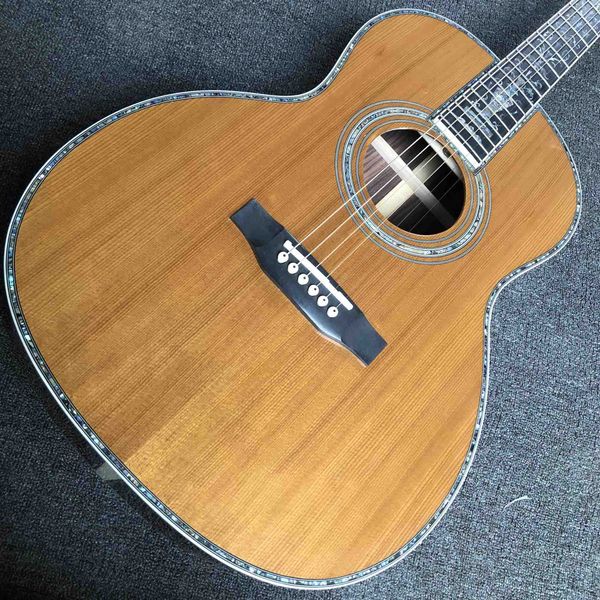 

custom 39 inch ooo body acoustic guitar real abalone big vase ebony fingerboard