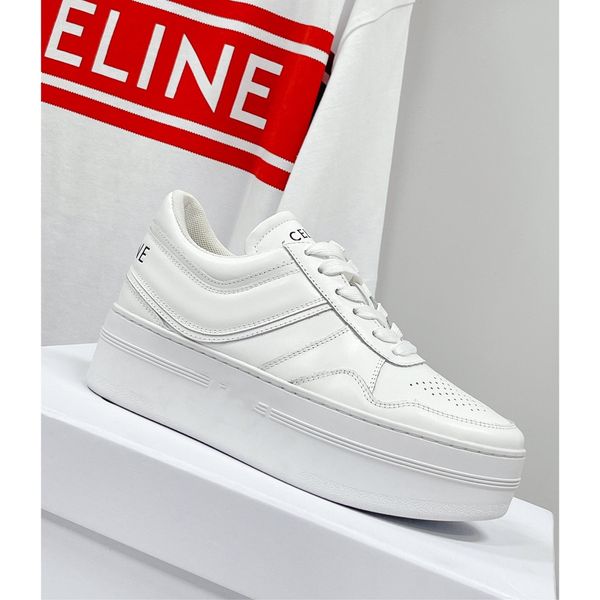 

new biscuit thick bottom white shoes triomphe pattern women's casual shoes, Black