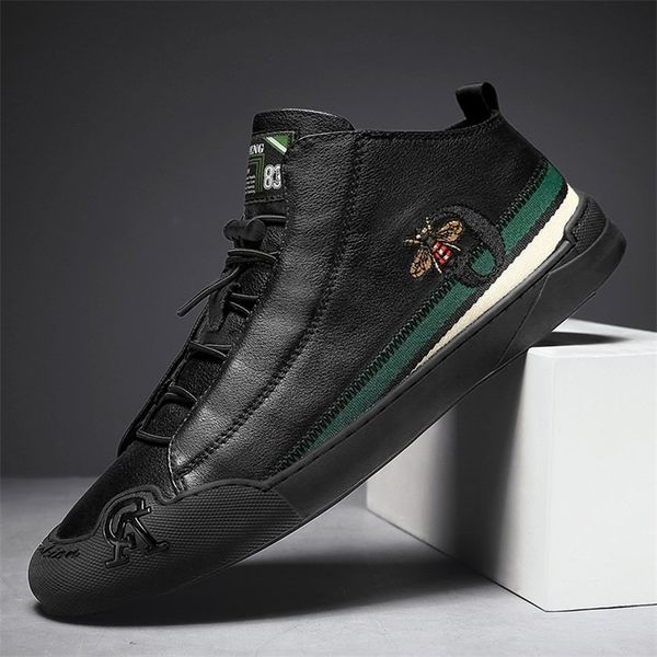 

pu leather lace up men shoes casual daily trendy sneakers mens black comfortable footwear spring autumn 220726