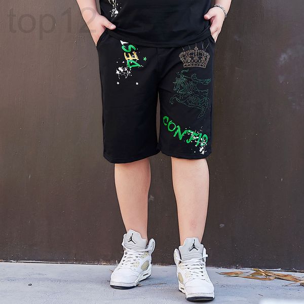 

men's pants designer fat men's plus size five point pants fat trend thin summer boy medium shorts large guard e88r, Black