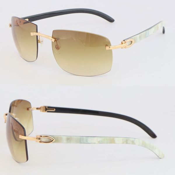 

selling style rimless white inside black buffalo horn sunglasses 18k gold sun glasses 4189705 optical male and female large square eyewear w, White;black