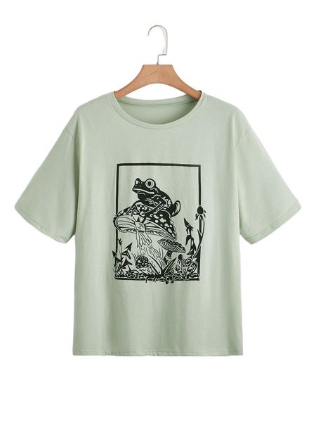 

plus frog print tee n4zj#, Black