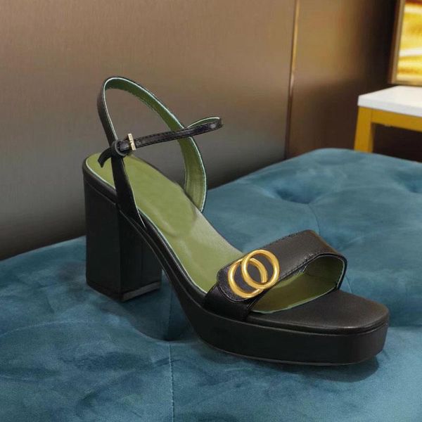 

designer women sandals party fashion 100% leather dance shoe new heels super 8cm lady wedding metal belt buckle high heel woman shoes large, Black